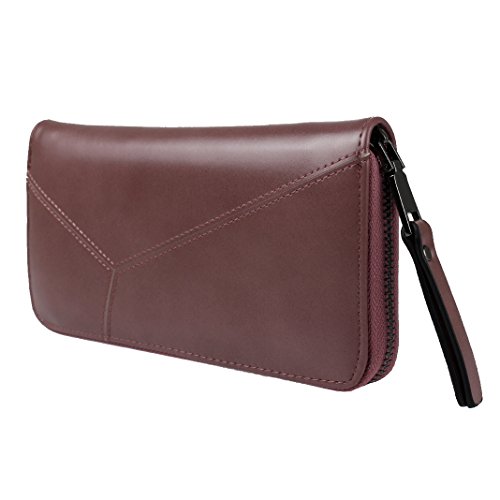 Preisvergleich Produktbild Brieftasche Leder Reißverschluss, Asnlove Lange Pure Damen Lady PU Leder Geldbörse Clutches Mädchen Portemonnaie Brieftasche Handtasche Geldbeutel Karten Kasten, Rose con Lila