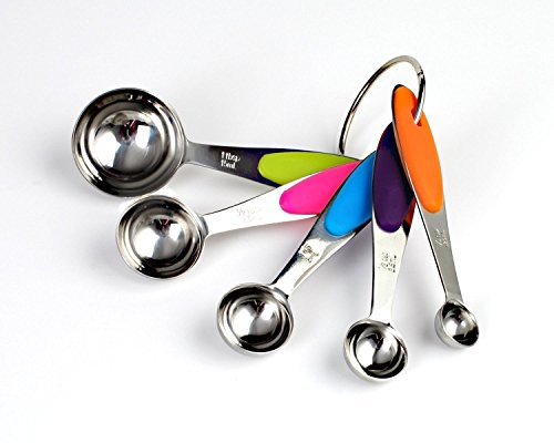 Leisial 5Stk Messbecher Messlöffel Set Silikon Griff für Küche Backen - 4