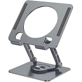 360 Degree Rotatable Laptop and Tablet Stand &ndash; Stainless Steel, Adjustable Height, Foldable Desktop Computer Sta