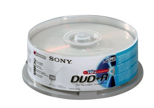 Sony 25DPR120BSP beschreibbare 4,7GB DVD+R 16x, 25er Spindel mit 120 Minuten je DVD