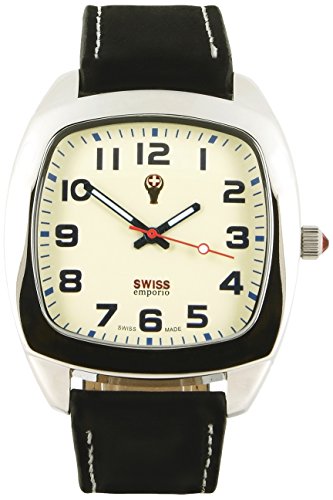 Swiss EMPORIO Herren Armbanduhr Quarz Swiss Made mit Beige Zifferblatt Analog-Anzeige und schwarz Lederband se05crsl10 Swiss EMPORIO Herren Armbanduhr Quarz Swiss Made mit Beige Zifferblatt Analog-Anzeige und schwarz Lederband se05crsl10