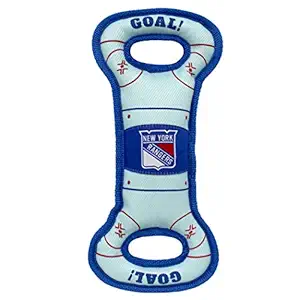 Pets First NHL New York Rangers Hockey Field Dog Tug Fetch Squeak Chew Toy