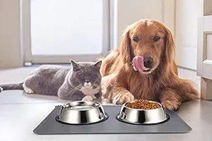 Royale Cat Stainless Steel Dog Bowls, Food and Water Non Slip Anti Skid Stackable Pet Puppy Dishes for Small, Medium and Large Dogs (700 ML)