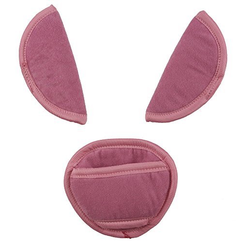 UNIVERSAL BELTS PADS SHOULDER STRAP AND CROTCH Fits most car seat straps (baby pink)
