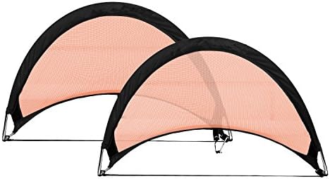 Minilism Pop Up Football Goals /Portable Soccer Nets for Backyard&amp;practice /(2 Goals + 1 Bag) 2.5 ft, 4 ft, 6 ft (Orange Black, 2.5FT)