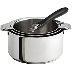 Cristel S3CQTPNC Série de 3 casseroles inox MUTINE + 1 poignée amovible backélite noire Coccinelle