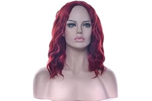 IMISSU Krótkie Afro Kręcone Włosy Peruki Cosplay Peruka Kostium Halloween Party Nakrycia Głowy dla Kobiet (Burgundia)