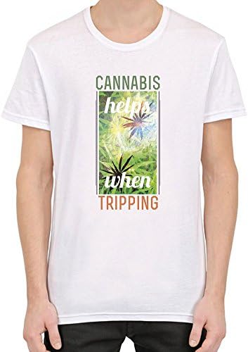 Galaxy Weed Helps When Tripping T-Shirt For Men| Custom -Printed Tee| 100% Superior Combed/Ring-Spun Cotton| Premium Quality DTG Printing| Unique Clothing For Men By Teezer Tee Large