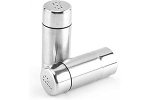 YSFVNP 2PCS Salt and Pepper Sets, Salt and Pepper Pots, Travel Salt and Pepper Sets Easy Operation Long Lasting Stylish Design Salt Shaker for Home Kitchen BBQ Restaurant (Silvery)