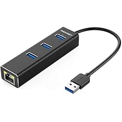 TECKNET [ Versión Nuevo] Hub USB 3.0 de 4 Puertos Ethernet Adaptador 10/100/1000 Ggabit Ethernet LAN, USB 3.0 Hub de 3 Puerto y Puerto RJ 45, Compatible con Macbook Pro, Xiao mi Box, Notebook e PC