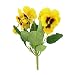 Produktbild 30 cm künstlicher Seide gelb Stiefmütterchen Blumen Bush/Blumenstrauß mit Blättern – Grave Home SPRING FLOWERS