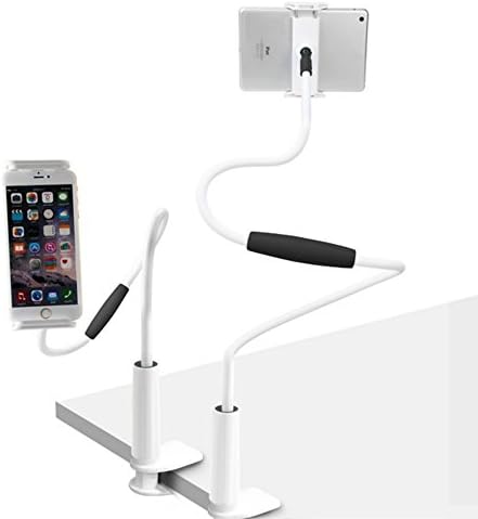 Lonzoth 100cm Adjustable Goose Neck Cellphone Mount/ iPad Mount/ Tablets Mount Holder Flexible with Bolt Clamp Bracket 360 Degree Rotating suitable in Bed, Table for Apple iphone 7 /6 / ipad Mini 3 /