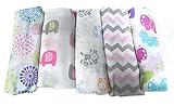 5pcs Cute GIRL Desgin Large 70cm x 70cm Muslin Squares Cloths 100% Cotton (5pcs Girl Colour)