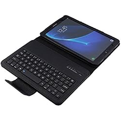 Funda con Teclado en español (Incluye Letra Ñ) conexión Bluetooth y Extraíble para Tablet Samsung Galaxy Tab A 2016 10.1 T580 / T585 - Color Negro