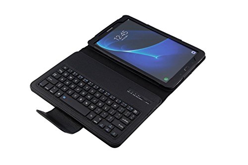Funda con Teclado en español (Incluye Letra Ñ) conexión Bluetooth y Extraíble para Tablet Samsung Galaxy Tab A 2016 10.1 T580 / T585 - Color Negro