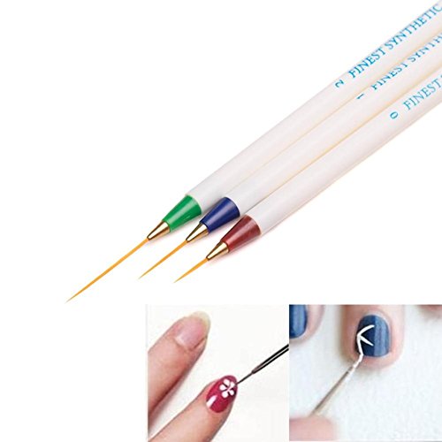 Ularma 3PCS Nail Art Design Set Dotting Painting Drawing Brush Pen Tools