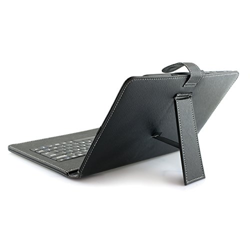 iProtect Hülle mit Tastatur (QWERTY) für Tablets 9,7 Zoll bis 10,1 Zoll Keyboard Case Universal mit Standfuß und Micro-USB Anschluss schwarz - 2