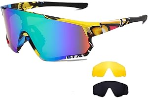 Long Keeper Occhiali Ciclismo Polarizzati con 3 Lenti Intercambiabili Occhiali da sole Sportivi da Uomo Donna UV400 Protezione per Corsa Bici Sport