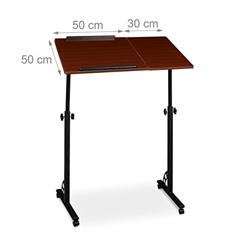 Relaxdays Laptoptisch groß höhenverstellbar H x B x T: 110 x 80 x 50 cm Mobiles Rednerpult mit Rollen zum Bremsen für Notebook mit Ablage für Beamer, große Laptops, Mäuse etc, Mahagoni (braun) - 4