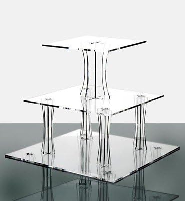 Cupcake Stand 3 Tier Square Clear Acrylic Plastic Display for Wedding and Parties