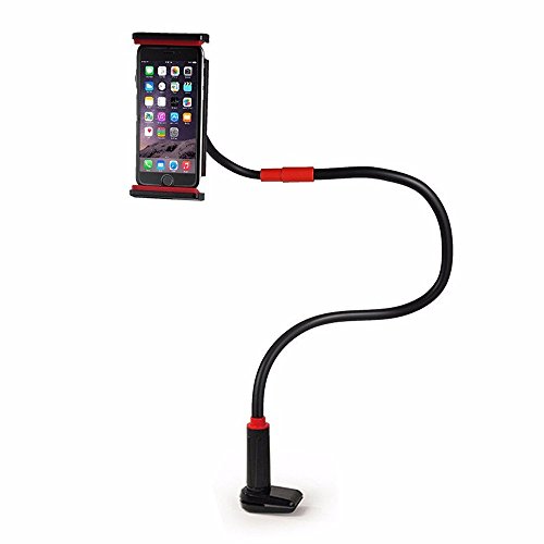 EasyAcc iPad Halterung Desktop-Ständer Schwanenhals Halter Flexibel Winkel verstellbar Handy/Tablets halterung 360 ° Drehen, Verlängerte 100 cm, Bolt Clamp mit Halterung für Apple iphone 6 / ipad Mini 3 / ipad Air 2 / Galaxy Tab 10.1 4 / Galaxy Tab A 9.7 / 8.0 und für 3.0-10.1 Inch Android Device (Schwarz/Rot)