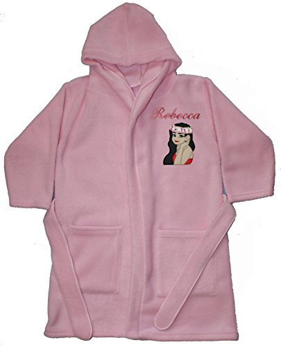 Moana Island Princess Personalised & Applique Super Soft Fleece Dressing Gown/Bathrobe (BABY PINK - MOANA 1) (2-3 Years)