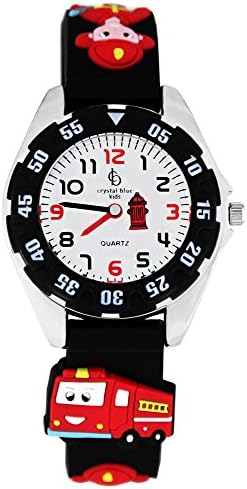 Crystal Blue Children's Watch FIRE ENGINE FIRE BRIGADE Learning Analogue Quartz Black 214481