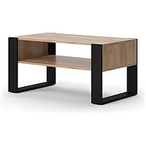 Tavolino Olli Soggiorno Con Ripiano - Effetto Legno Antico, Nero, 92x52.4 Cm - Foto 5