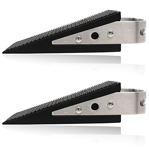 Xcellent Global Gummi Türstopper Keil Mit Rutschfeste Gummibasis Edelstahl Griff 2er Pack, Schwarz HG164