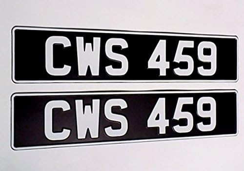 Vintage Pressed Number Plates x 2 with White No's and Border