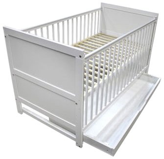 Junior Joy Sarah Cot Bed with Drawer and Teething Rails (White)