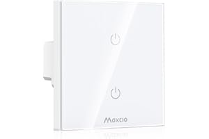 Maxcio Interruptor Luz WiFi, Interruptor Inteligente 2 Vías Compatible con Alexa/Google Home, Control de Voz, Control de APP y Función de Temporizador, Neutral Requerido