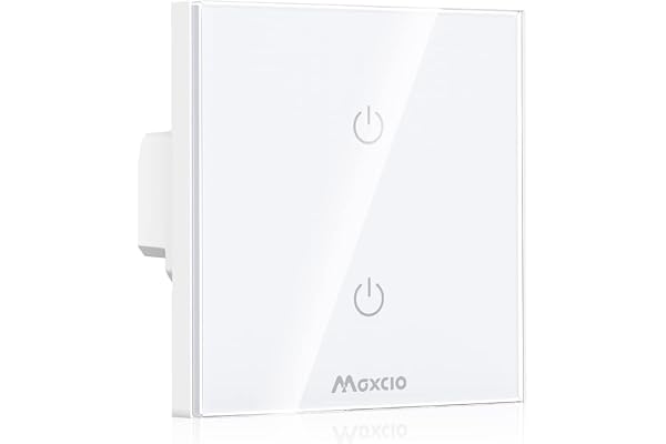 Interrupteur WiFi, Maxcio Interrupteur Mural Intelligent Compatible avec Alexa Echo et Google Home, Interrupteur d’Éclairage Sans Fils, Fonction de Minuterie (Ligne Neutre Requis) - 2 Canaux