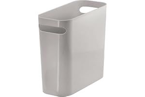mDesign poubelle salle de bain avec poignées – idéale pour déchets ou comme corbeille à papier – poubelle de tri en plastique robuste 5,7 litres – design moderne – gris