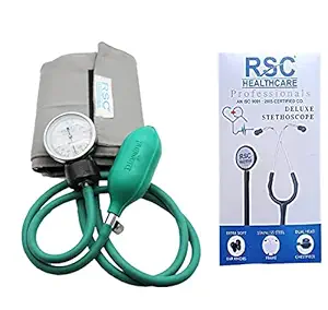 Aneroid Sphygmomanometer Dial Bp Monitor With Black Dual Head Aluminum Stethoscope (Dual Side Chest Piece) Dual Head Stethoscope ( Made In India )