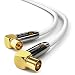 Produktbild deleyCON 12,5m TV Antennenkabel HDTV Full HD - 2x gewinkelt - Koaxialkabel - TV-Stecker (90° Grad) zu TV-Buchse (90° Grad) - Metallstecker - Weiß