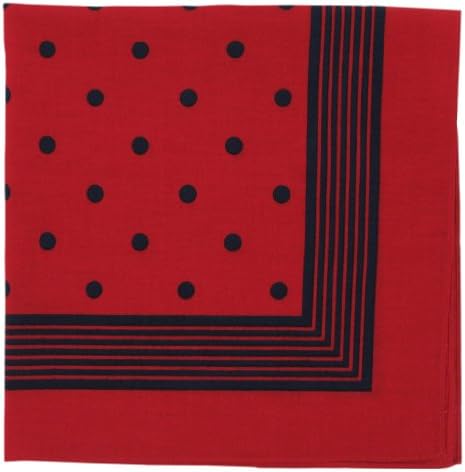 Bandana or Large Handkerchief (B25) - Large Red With Navy Polka Dots