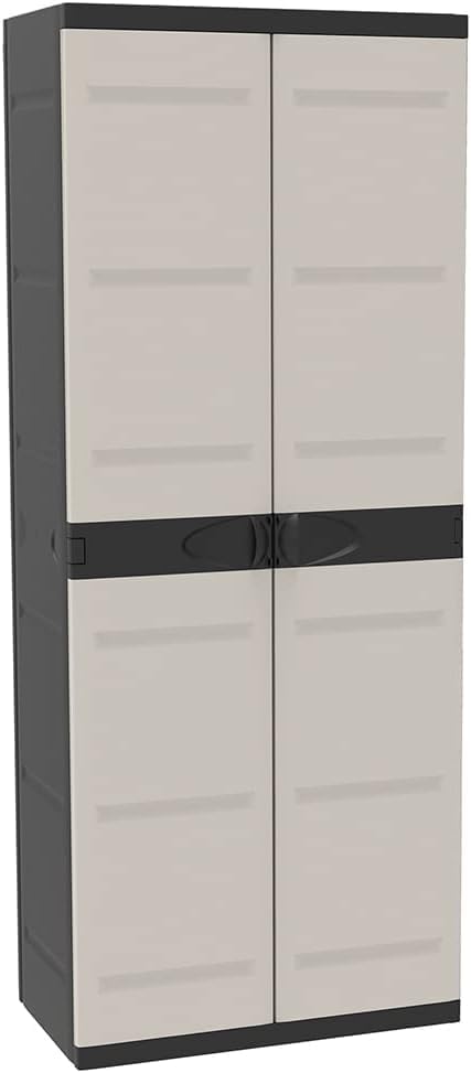 Recamania Armario Escobero Titanium – Mueble Auxiliar con 2 Puertas y Estantes Regulables, 70 x 44 x 176 cm