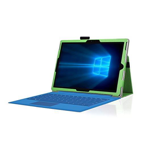 Tasche für Microsoft Surface 3 mit praktischer Stand Funktion aus robustem Kunstleder kombiniert Schutz und Design für Ihr Microsoft Surface 3 Hülle Cover Case Grün von UC Express® - 2