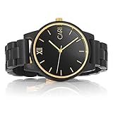 Cari Herren Männer Uhr Schweizer Quarzwerk mit Eben Holz-Armband Holzuhr New-York-081