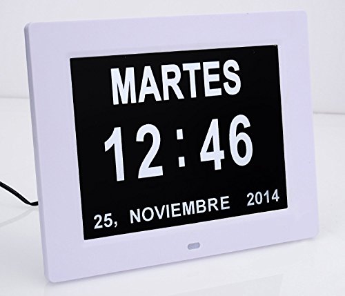 Große Digitaluhr -Das Original-Gedächtnis-Verlust-Digital-Kalender-Tag Uhr mit Extra Large Non-Abbreviated Day & Month.8 “ Clock Perfekt für sehbehinderte Senior Living Niederlassungen Startseite - 2