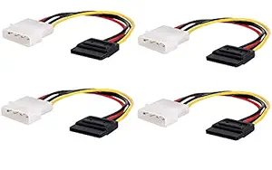 Wizzo (Pack of 4 Pieces) 15 cm 4 Pin Molex to SATA Power Cable Adapter for Internal Hard Disk Drive, HDD, SSD & DVD Writer