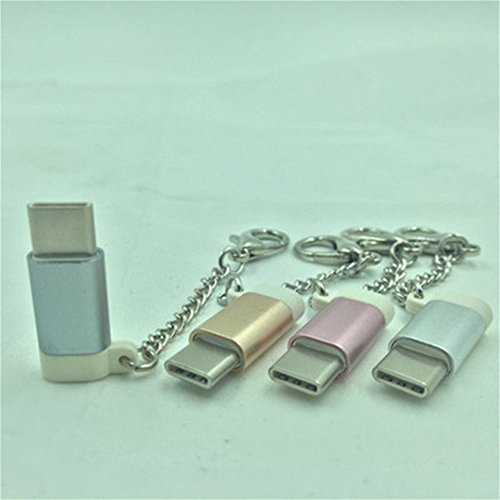 Interesting® Aluminium MicroUSB Buchse auf USB 3.1 Typ C Stecker Konverter USB-C OTG Datenadapter Konverter Schlüsselbund - 3