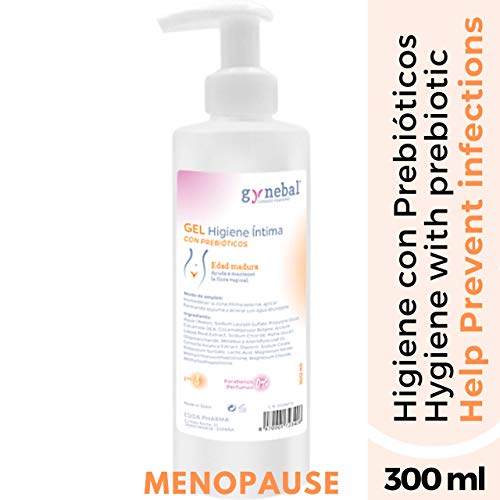 GYNEBAL Gel Higiene Intima Con Prebioticos y PH 8 específico Edad Madura, Menopausia y Perimenopausia 300 ml - Ayuda a Prevenir las Infecciones Recurrentes y Mantiene la Flora Vaginal - Farmaceutico