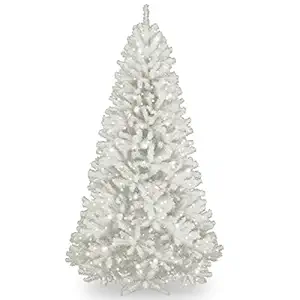 National Tree Company 7 Foot North Valley White Spruce Tree with Glitter and 550 Clear Lights, Hinged