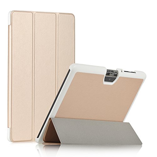 Acer Iconia One 10 B3-A30 Hülle, IVSO Ultra Schlank Superleicht Ständer Slim Leder zubehör Schutzhülle für Acer Iconia One 10 (B3-A30) 25,7 cm (10,1 Zoll HD) Tablet-PC perfekt geeignet (Golden)