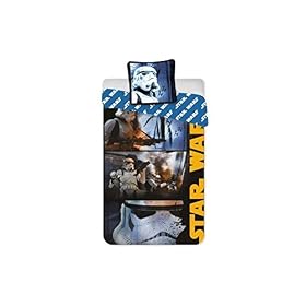 Star Wars Parure de lit 1 Place Housse de Couette, Microfibre, Multicolore, 200×140 cm