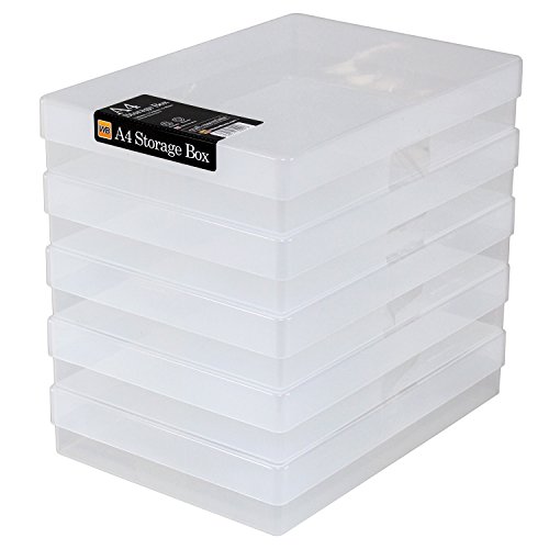 WestonBoxes - Caja de almacenaje (A4, plástico, 5 Unidades), Transparente