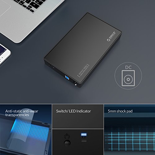 ORICO 3,5″ Externes Festplattengehäuse, USB 3.0, für SATA 3,5-Zoll Desktop-PC HDD und SSD, Werkzeugfreie Montage, Hochgeschwindigkeits 5 Gb/s, UASP Beschleunigung - 5