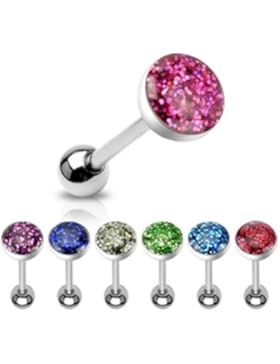 Paula & Fritz® Zungenpiercing aus Edelstahl Chirurgenstahl 316L mit Dom aus Ep...